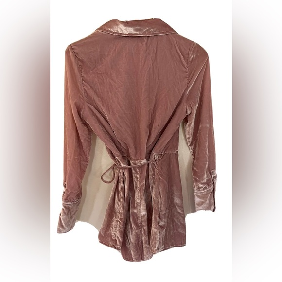 NEW Free People Viola Velvet Romper Mini Dress Wrap Playsuit Blush Pink XS $148 - Picture 2 of 3